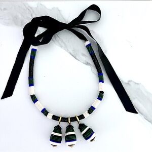 Y2K Vintage Ann Taylor Beaded Statement Necklace – Tribal Pendant Design